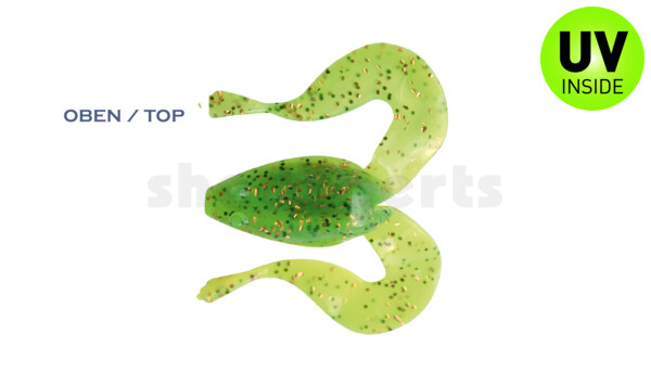 000311B002 Frog 3" (ca. 8,0 cm) fluogelb  / grün-Glitter