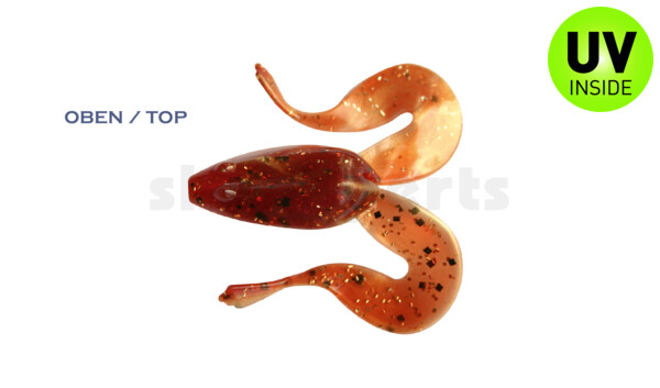 000311B023 Frog 3" (ca. 8,0 cm) goldperl / motoroil Glitter