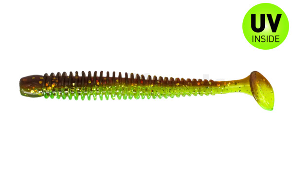 004010B054 Texas 4" (ca. 10 cm) grün (chartreuse)-Glitter / motoroil Glitter