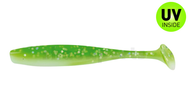 003408B125 Bass Shad 3“ (ca. 7,5 cm) reinweiss / grün-Glitter
