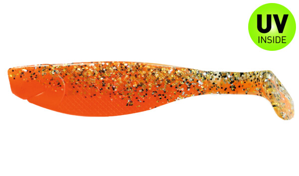 000212B032 Kopyto-River 4" (ca. 11,0 cm) orange / klar gold,schwarz Glitter