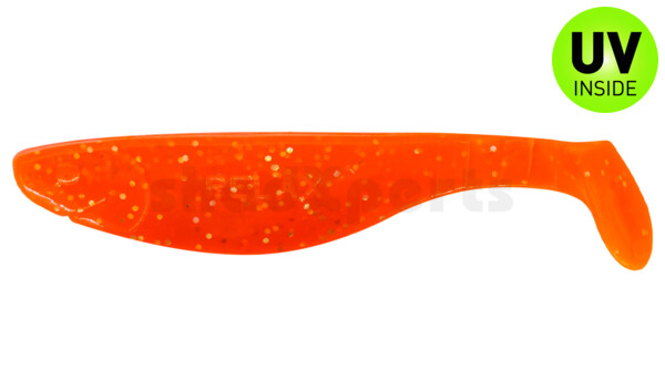 000212121 Kopyto-River 4" (ca. 11,0 cm) clear fluoorange glitter