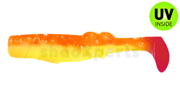 000712B033 California 4" (ca. 11,0 cm) fluogelb  / orange-silber Glitter