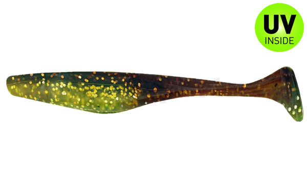 002609B054 Swimming Jerk Minnow 4" (ca. 8,5 cm) grün (chartreuse)-Glitter / motoroil Glitter