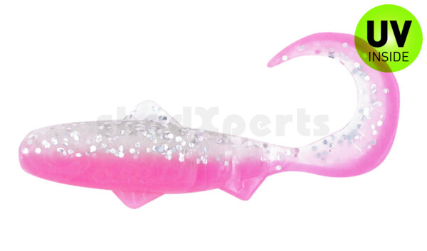 000908B300 Super Banjo 3" (ca. 7,5 cm) bubblegum / klar silber Glitter