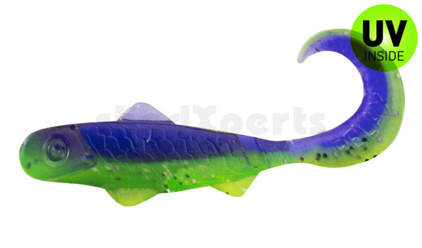 000908B113 Super Banjo 3" (ca. 7,5 cm) grün (chartreuse)-Glitter / blau-violett Glitter