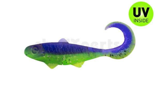 000905B113 Banjo Twister 2" (ca. 5,0 cm) grün (chartreuse)-Glitter / blau-violett Glitter