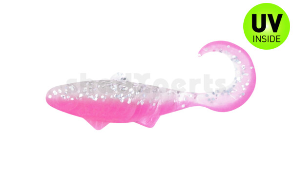 000905B300 Banjo Twister 2" (ca. 5,0 cm) bubblegum / klar silber Glitter