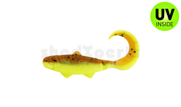 000935B110 Banjo Twister 1" (ca. 3,5 cm) fluogelb  / olivebraun-Glitter