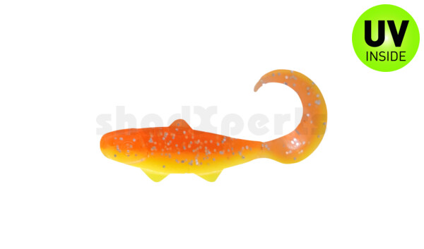 000935B033 Banjo Twister 1" (ca. 3,5 cm) fluogelb  / orange-silber Glitter