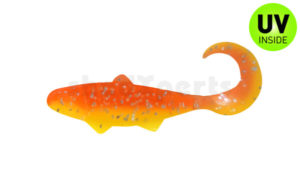 000905B033 Banjo Twister 2" (ca. 5,0 cm) fluogelb  / orange-silber Glitter