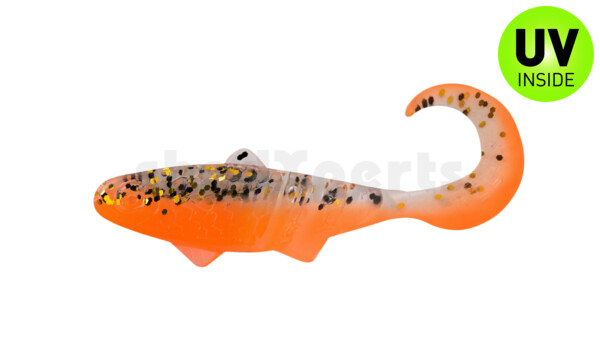 000905B032 Banjo Twister 2" (ca. 5,0 cm) orange  / clear gold ´n black flake