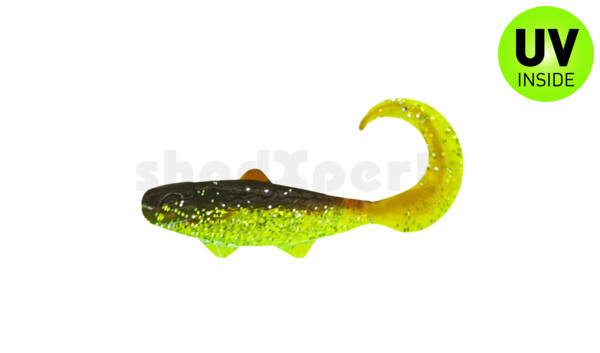 000935B054 Banjo Twister 1" (ca. 3,5 cm) grün (chartreuse)-Glitter / motoroil Glitter