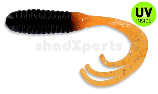 000645001 Triple Tail Grub 2"  (ca. 5 cm) Black/Orange Silver