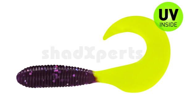 000607274 Twister 3" regulär (ca. 7,0 cm) clear purple hologram / fire tail