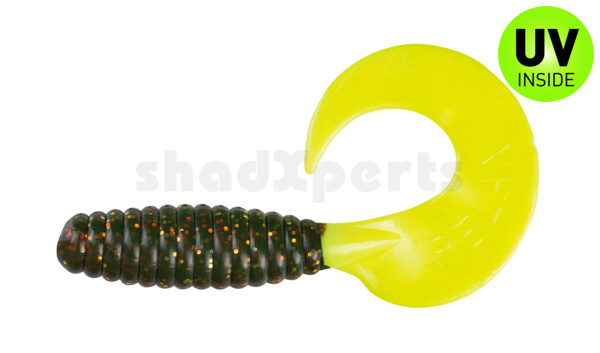 000613304 Xtra Fat Grub 5,5" regular (ca. 13,0 cm) motoroil gold glitter / fire tail