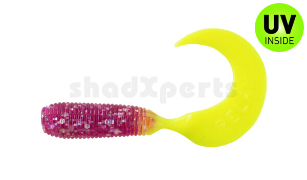 000604274 Twister 2" regulär (ca. 4,5 cm) violett transparent glitter / fire tail