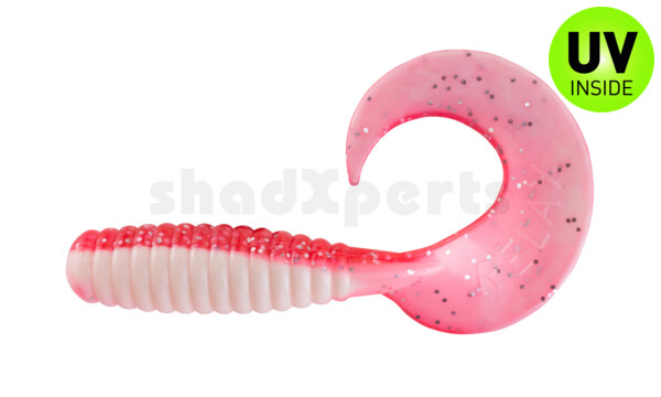 000513B906 Xtra Fat Grub 5,5" laminated (ca. 13,0 cm) white / superred glitter