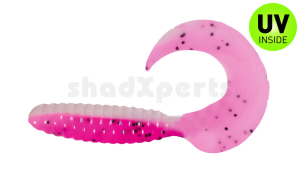 000513B320 Xtra Fat Grub 5,5" laminated (ca. 13,0 cm) white / hot pink glitter