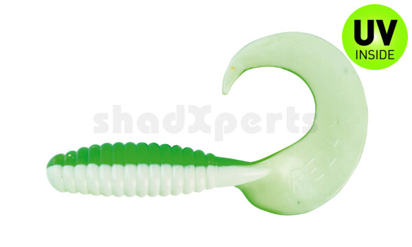 000513B125 Xtra Fat Grub 5,5" laminated (ca. 13,0 cm) white / lime-silver glitter