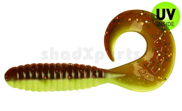 000508B110 Twister 4" laminiert (ca. 8,0 cm) silk / brown amber (olive)-black glitter