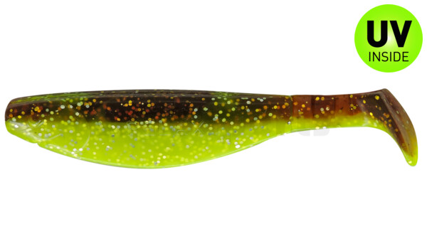 000214B054 Kopyto-River 5" (ca. 13,0 cm) chartreuse glitter / motoroil-glitter