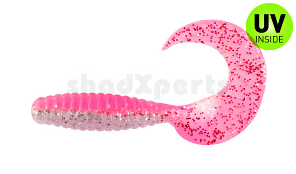 000513B300 Xtra Fat Grub 5,5" laminiert (ca. 13,0 cm) bubblegum/ klar silver glitter