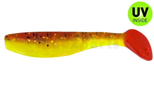 000208B110RT Kopyto-Classic 3" (ca. 8,0 cm) silk / brown amber (olive)-black glitter / red tail