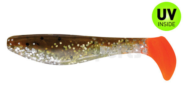 000208B111RT Kopyto-Classic 3" (ca. 8,0 cm) clear silver glitter / brown amber (olive)-black glitter / red tail