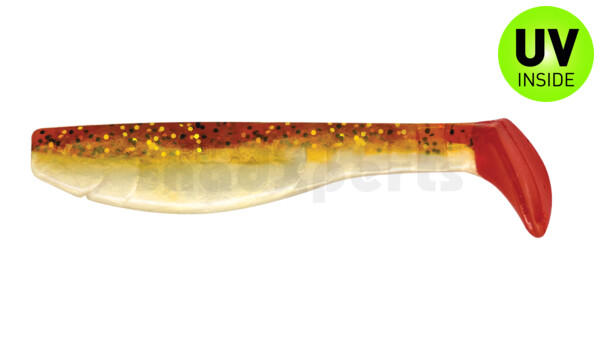 000211B023RT Kopyto-Classic 4" (ca. 11,0 cm) goldpearl / motoroil-glitter / red tail