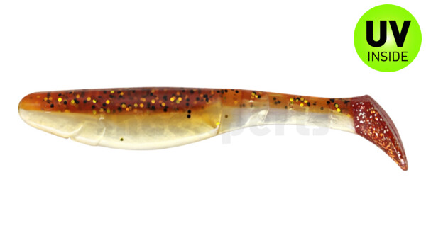 000211B023RT Kopyto-Classic 4" (ca. 11,0 cm) goldperl / motoroil Glitter / red tail