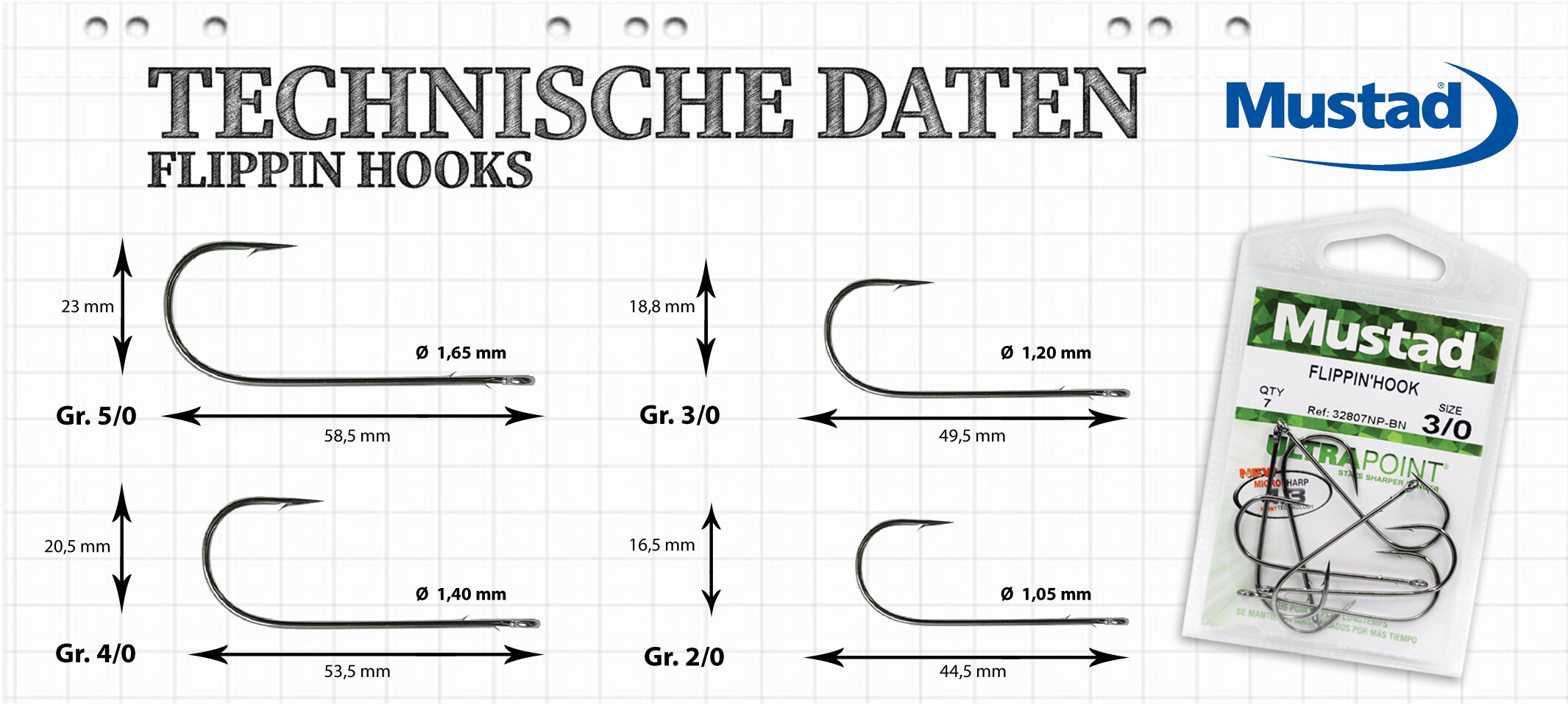 ShadXperts : Haken / Straight Worm Hooks (for Chebu Rig) / Mustad