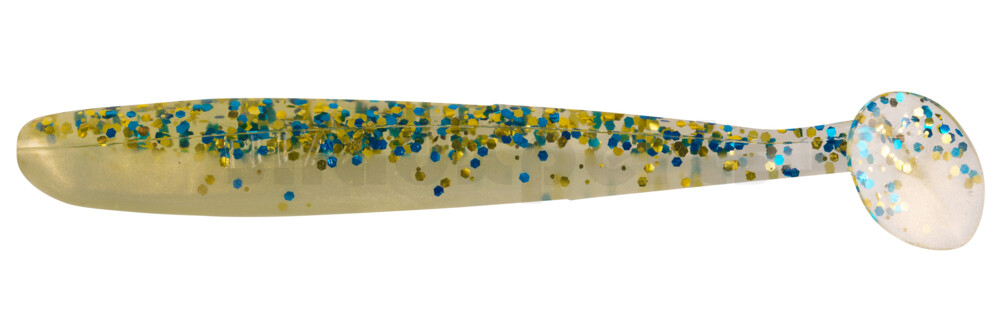 003408B099 Bass Shad 3“ (ca. 7,5 cm) goldperl / klar blau Glitter