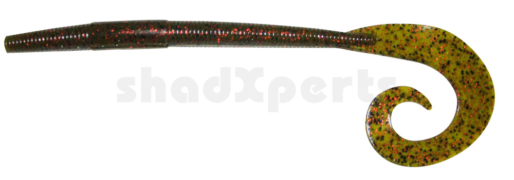 002919009 Big Curl Tail Worm 10" (ca. 19 cm) Watermelon Red Flake
