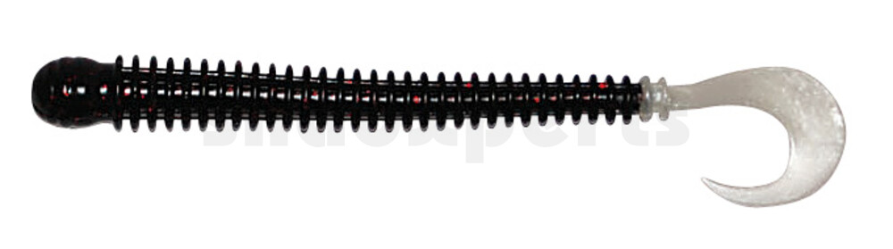 002511030 Drop Shot Ringer Worm 4" (ca. 10,5 cm) Black Neon Pearl Tail