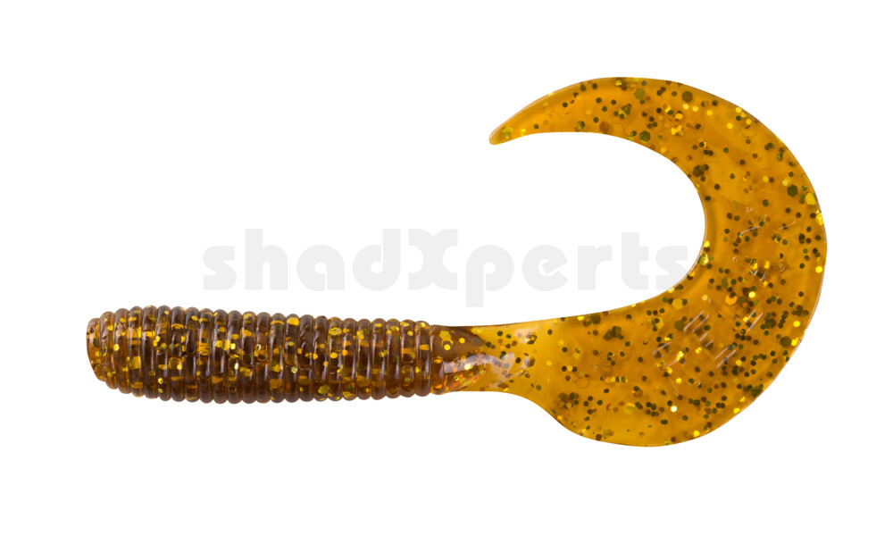 000607101 Twister 3" regulär (ca. 7,0 cm) klar bernstein glitter