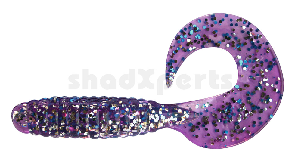 000508B314 Twister 4" laminiert (ca. 8,0 cm) klar silber glitter / violett-electric blue glitter