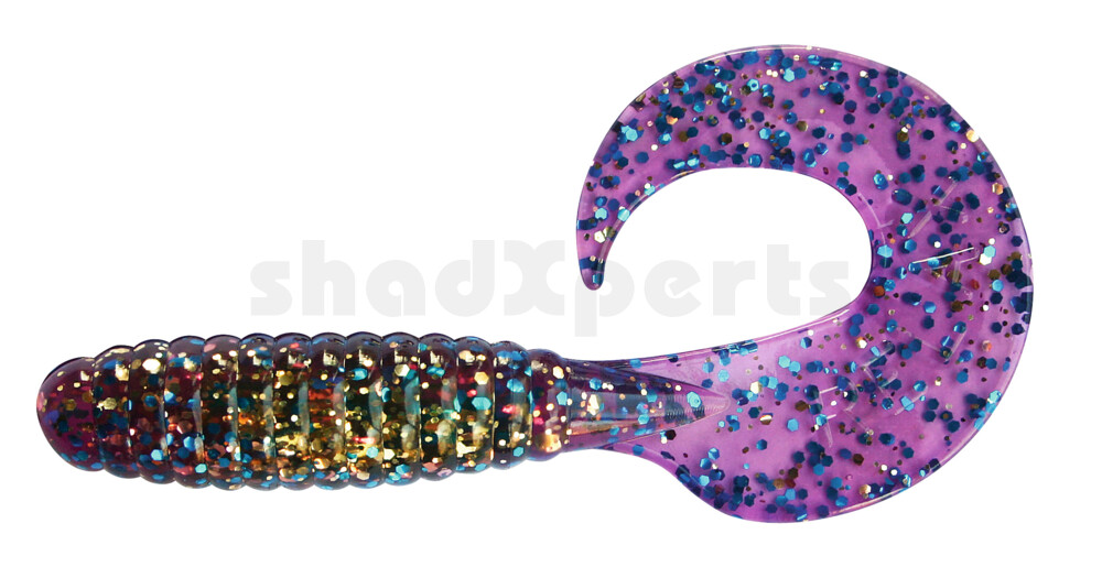 000508B313 Twister 4" laminiert (ca. 8,0 cm) klar gold glitter  / violett-electric blue glitter
