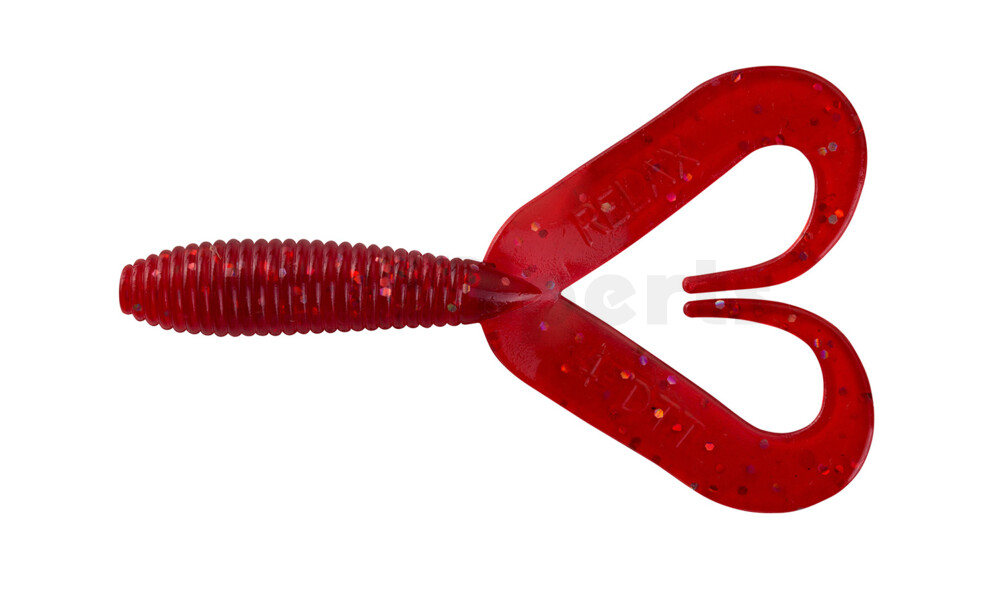 000607DT-076 Twister 3" Doubletail regulär (ca. 9,0 cm) rot transparent glitter