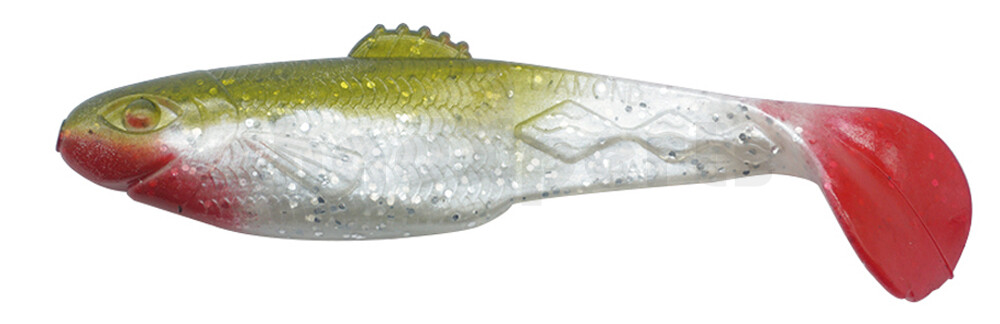 001413135 Diamond Shad 5" (ca. 13,5 cm) perlweiss-Glitter / boddengrün