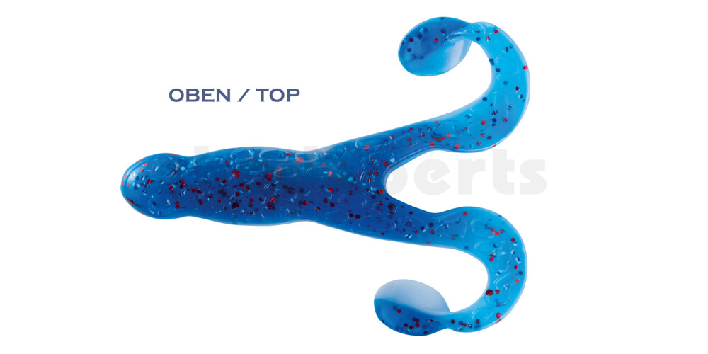 000312B078 Turbofrog 4" (ca.12,0 cm) reinweiss / klar blau Glitter