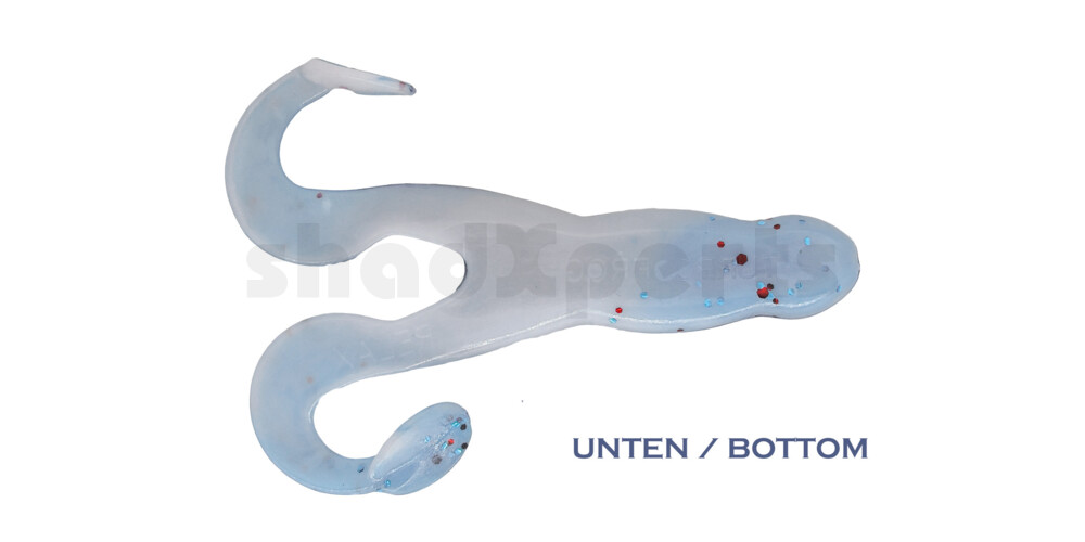 000312B078 Turbofrog 4" (ca.12,0 cm) reinweiss / klar blau Glitter