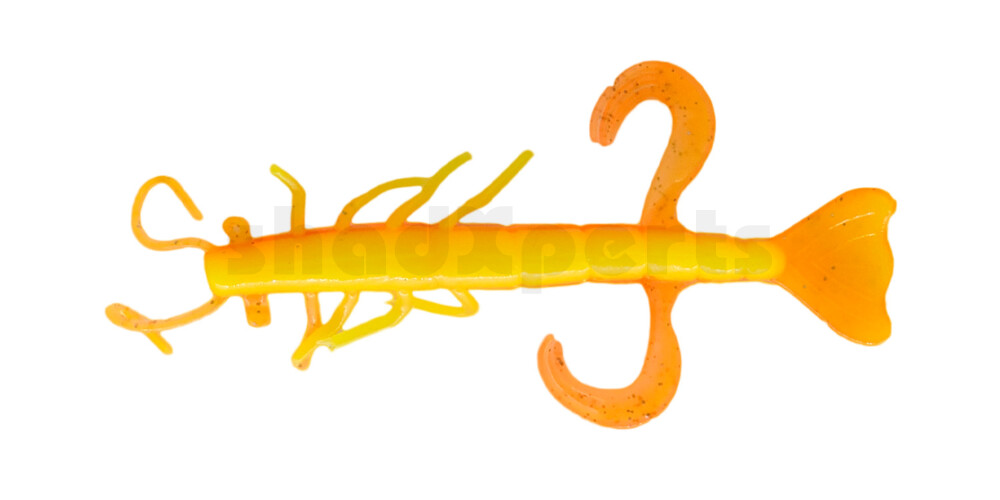002208B033 Shrimp 3" (ca. 8,0 cm) fluogelb  / orange-silber Glitter