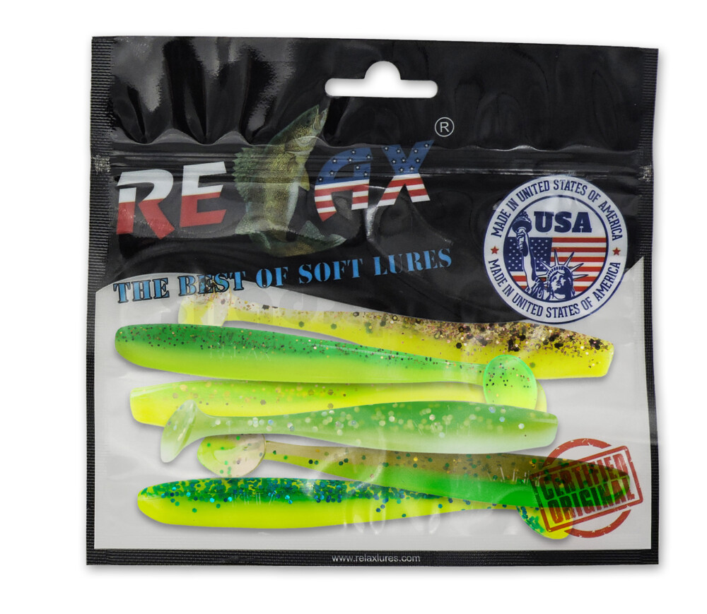 003407MIX2 Bass Shad 2,5" Farbmix fluo Original Relax ZIP BAG (wiederverschließbar)