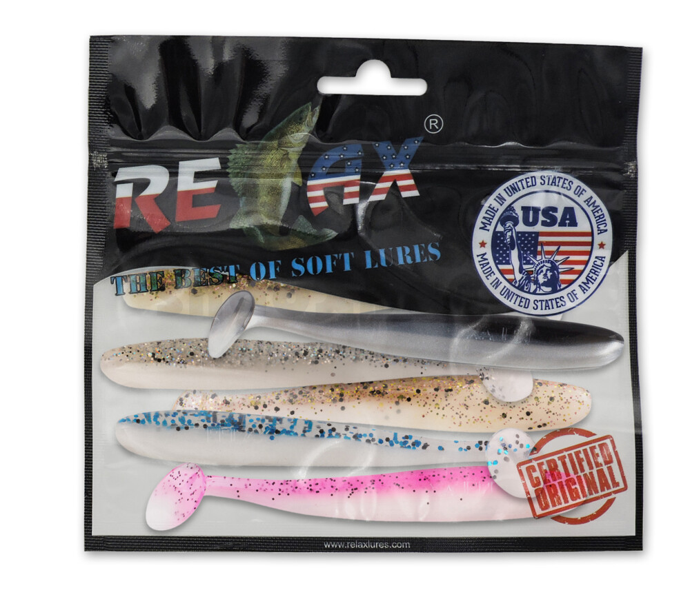 003407MIX5 Bass Shad 2,5" Farbmix weiß Original Relax ZIP BAG (wiederverschließbar)