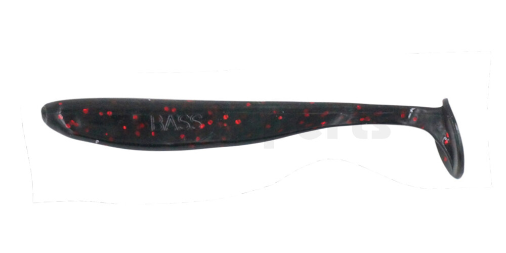003407204 Bass Shad 2.5“ (ca. 7 cm) schwarz-rot-Glitter