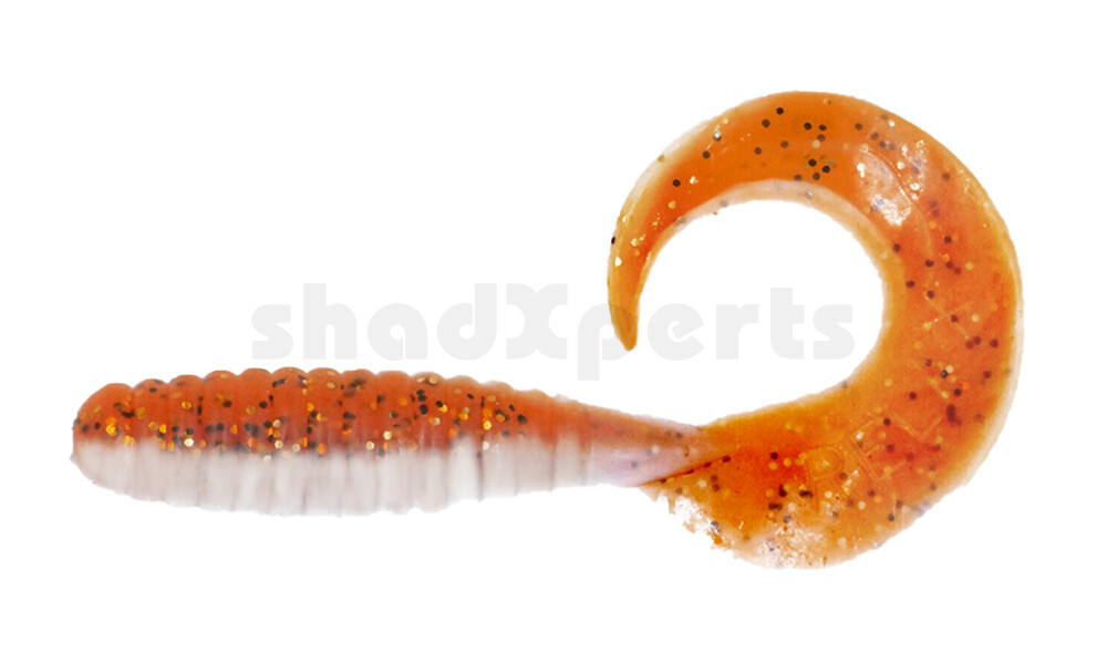 000513B907 Xtra Fat Grub 5,5" laminiert (ca. 13,0 cm) reinweiss / motoroil schwarz, gold glitter