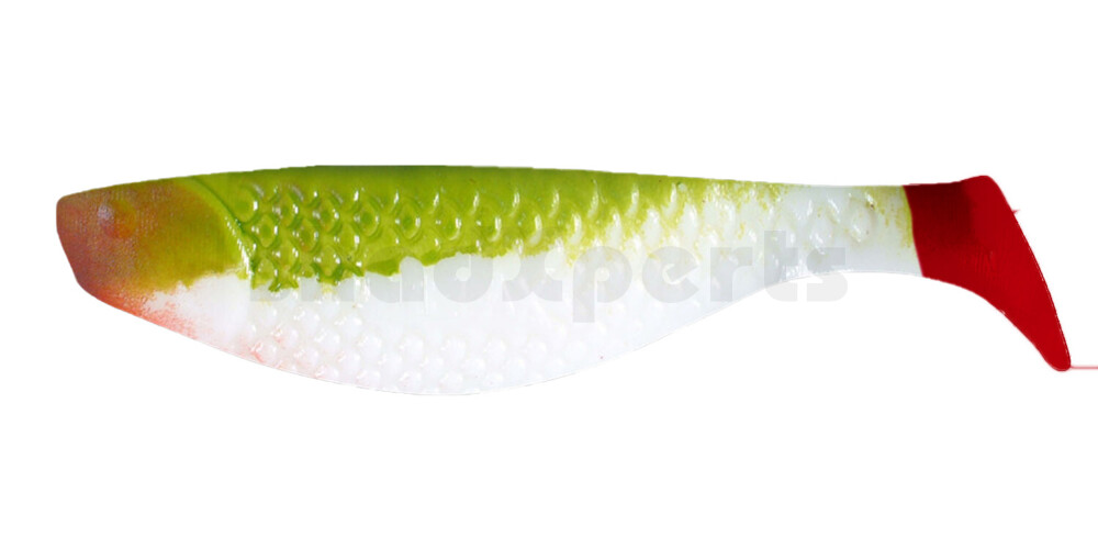 000108004R Aqua 3" (ca. 8,0 cm) reinweiss / grün / red tail