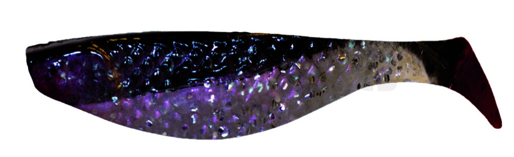 000108038R Aqua 3" (ca. 8,0 cm) perl-glitter / schwarz / red tail