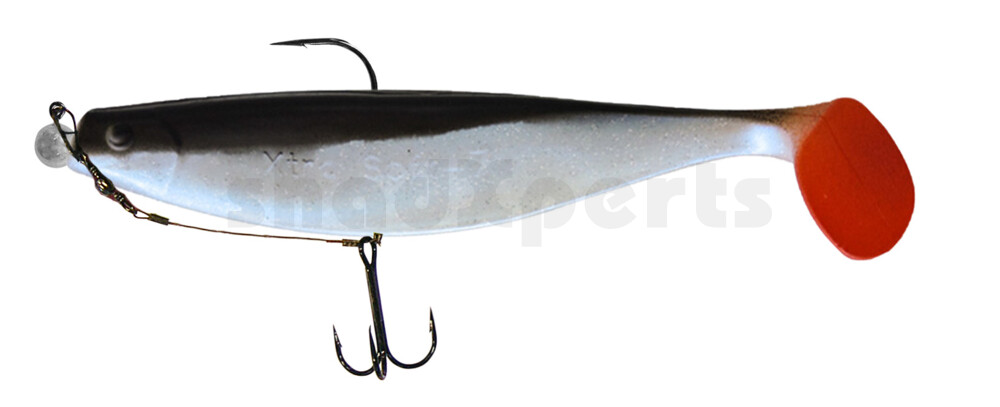 000418M044-20 Xtra-Soft 7" (ca. 18,0 cm) blauperl-Glitter / schwarz, montiert auf MUXRO 10/0 20g